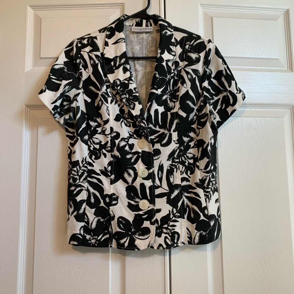 Black and white floral dress jacket